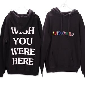 TRAVIS SCOTT ASTROWORLD Wish You Were Here Pullover Hoodie black sz S